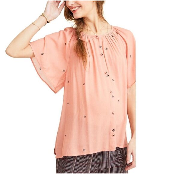 Hatch The Carmen Maternity Top Peach Orange Button Front Women's Small Size 1 - Picture 1 of 8